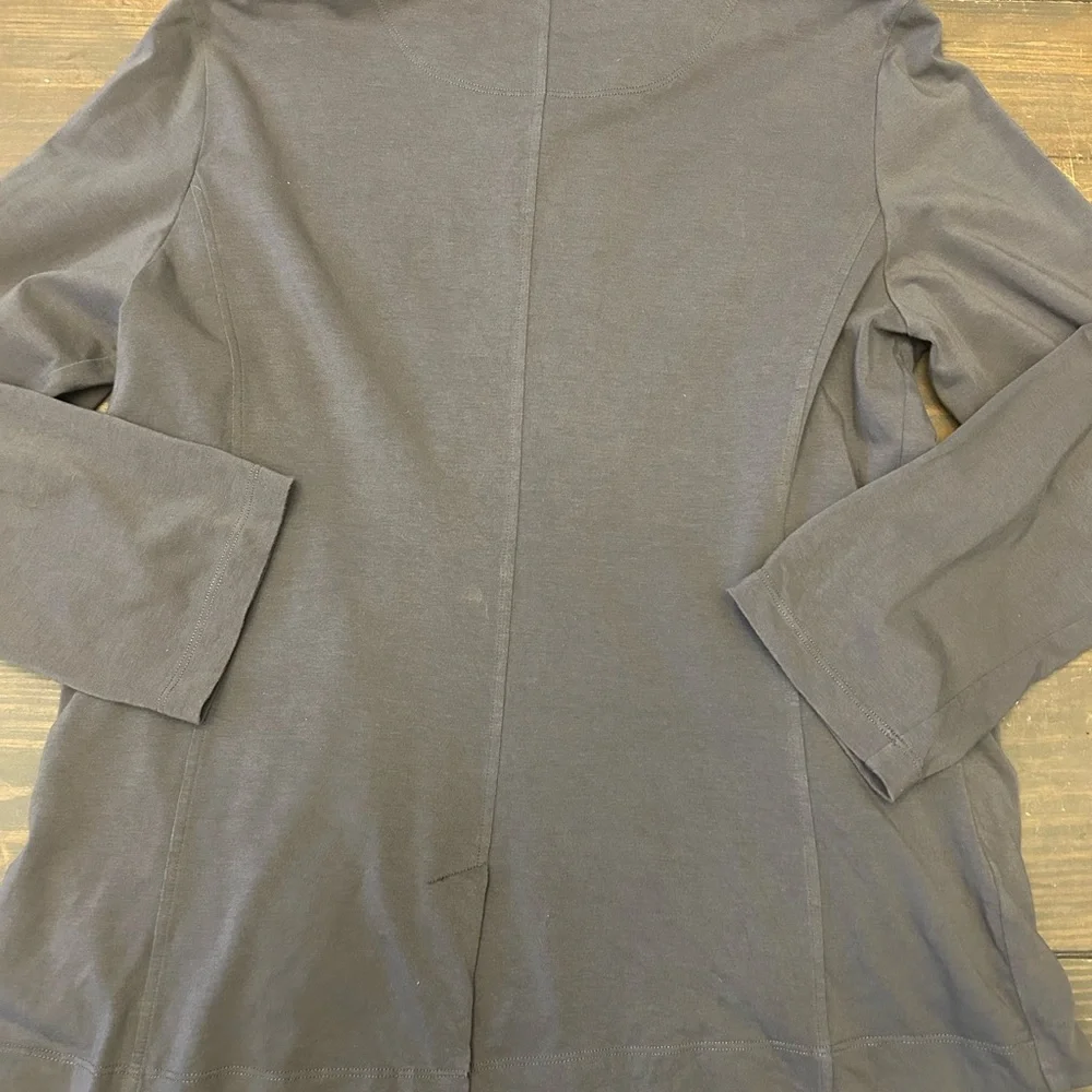 EILEEN FISHER Jacket L Organic Cotton Jersey Longline Hoodie Full Zip‎ Gray USA